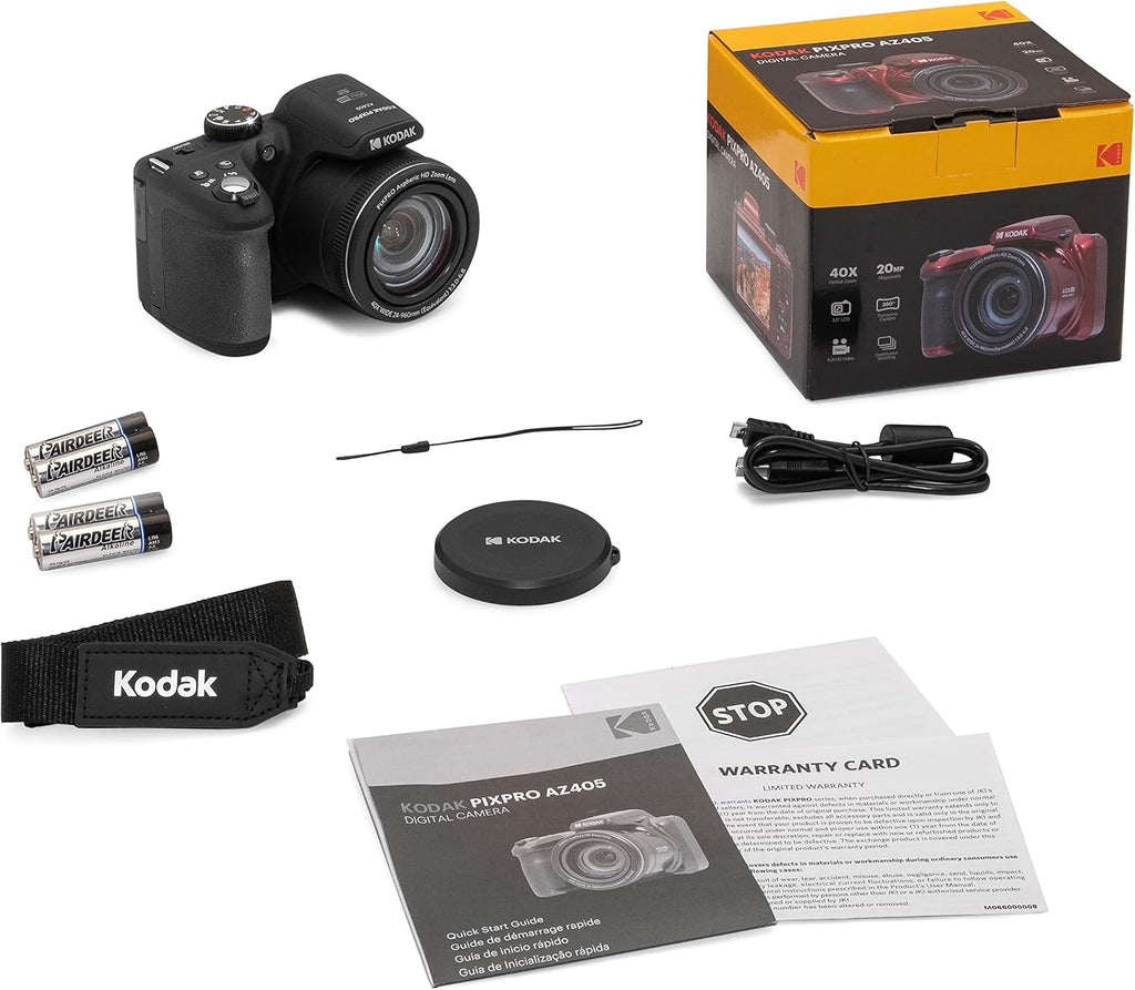 KODAK PIXPRO AZ405 20MP Digital Camera, 40x Optical Zoom, AA, OIS, Black