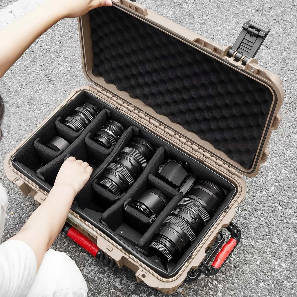 Relaxweex Rolling Camera Hard Case with 15 Padded Dividers & Wheels