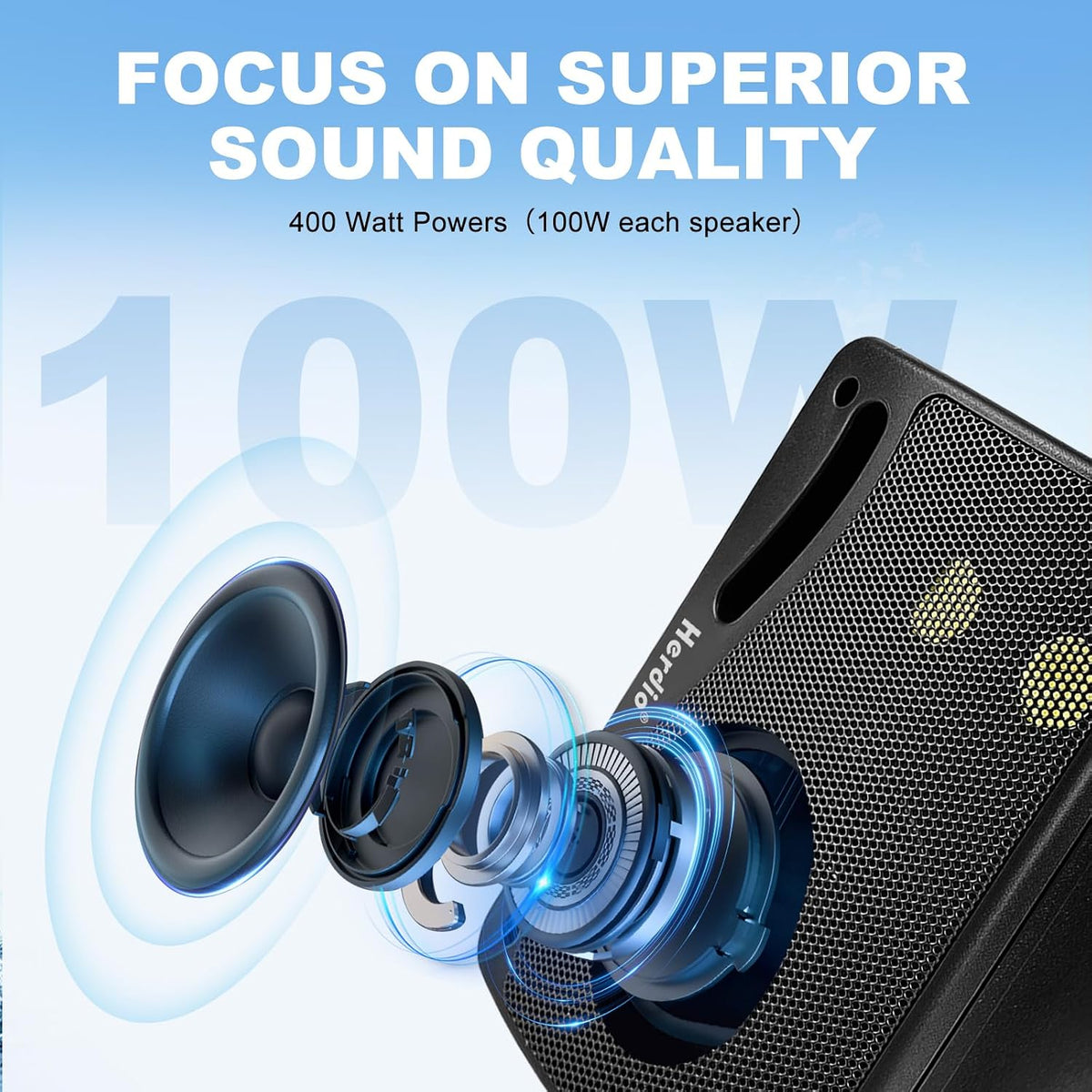 Herdio 3.5 Inch Passive Outdoor Speakers Wired Waterproof Wall Mount Speakers with 400W Superior Sound, All-Weather Durability, for Home Patio Garden Marine Boat Garage Indoor,4-Pack Balck