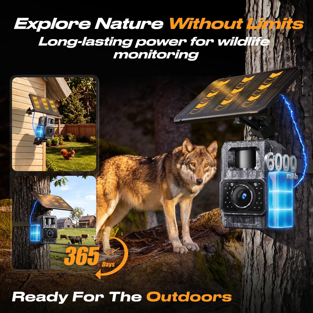 MAXDONE Solar Trail Camera 2 Pack, 4K 64MP WiFi Bluetooth Game Camera