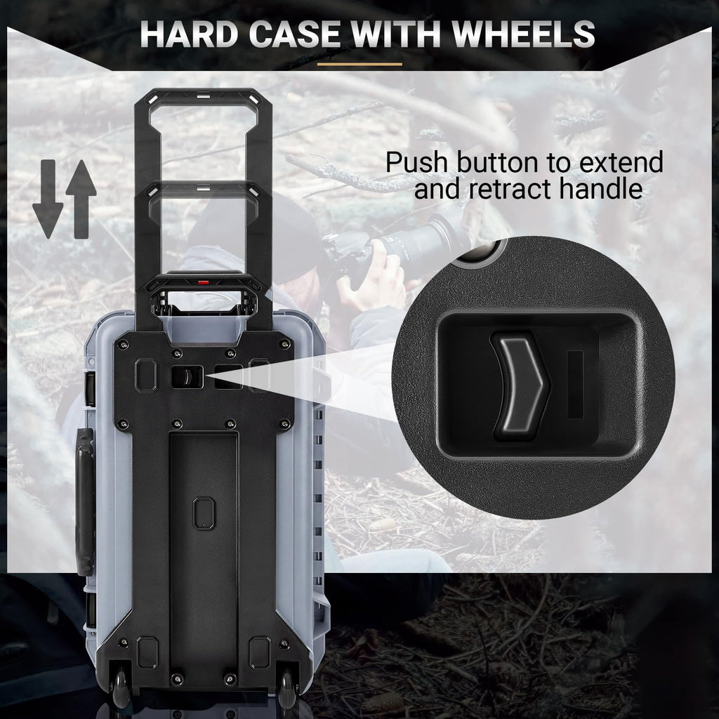 Relaxweex Rolling Camera Hard Case with 15 Padded Dividers & Wheels