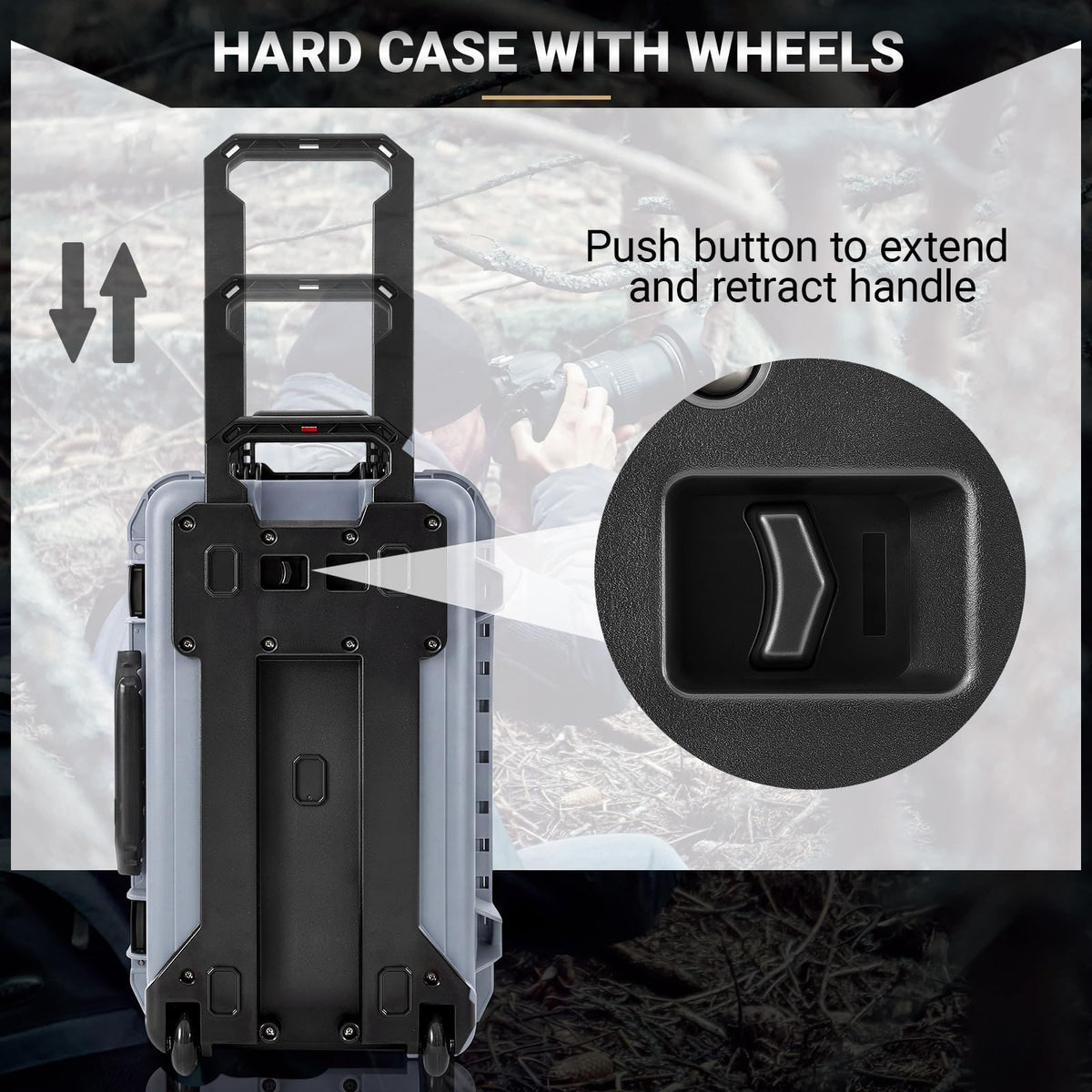 Relaxweex Rolling Camera Hard Case with 15 Padded Dividers & Wheels