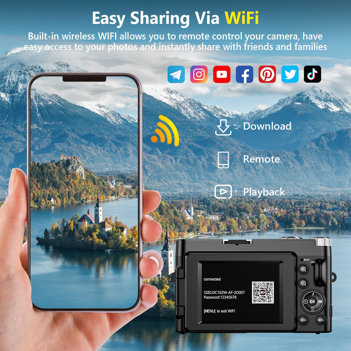 4K Digital Camera for Photography Autofocus, 64MP WiFi Vlogging Camera