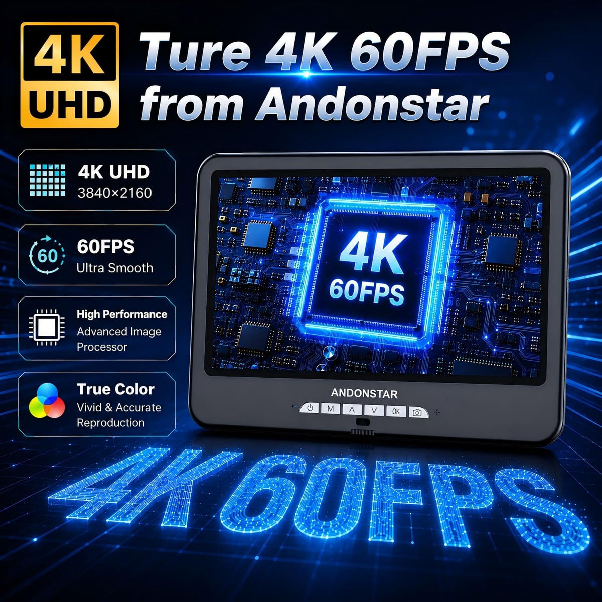 Andonstar 4K 60FPS 10.1" HDMI Digital Microscope for Soldering, Coin