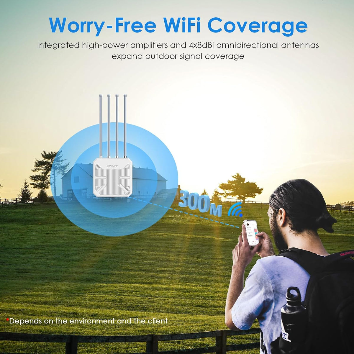 WAVLINK AX3000 Outdoor WiFi 6 Extender Long Range,Outdoor Access Point