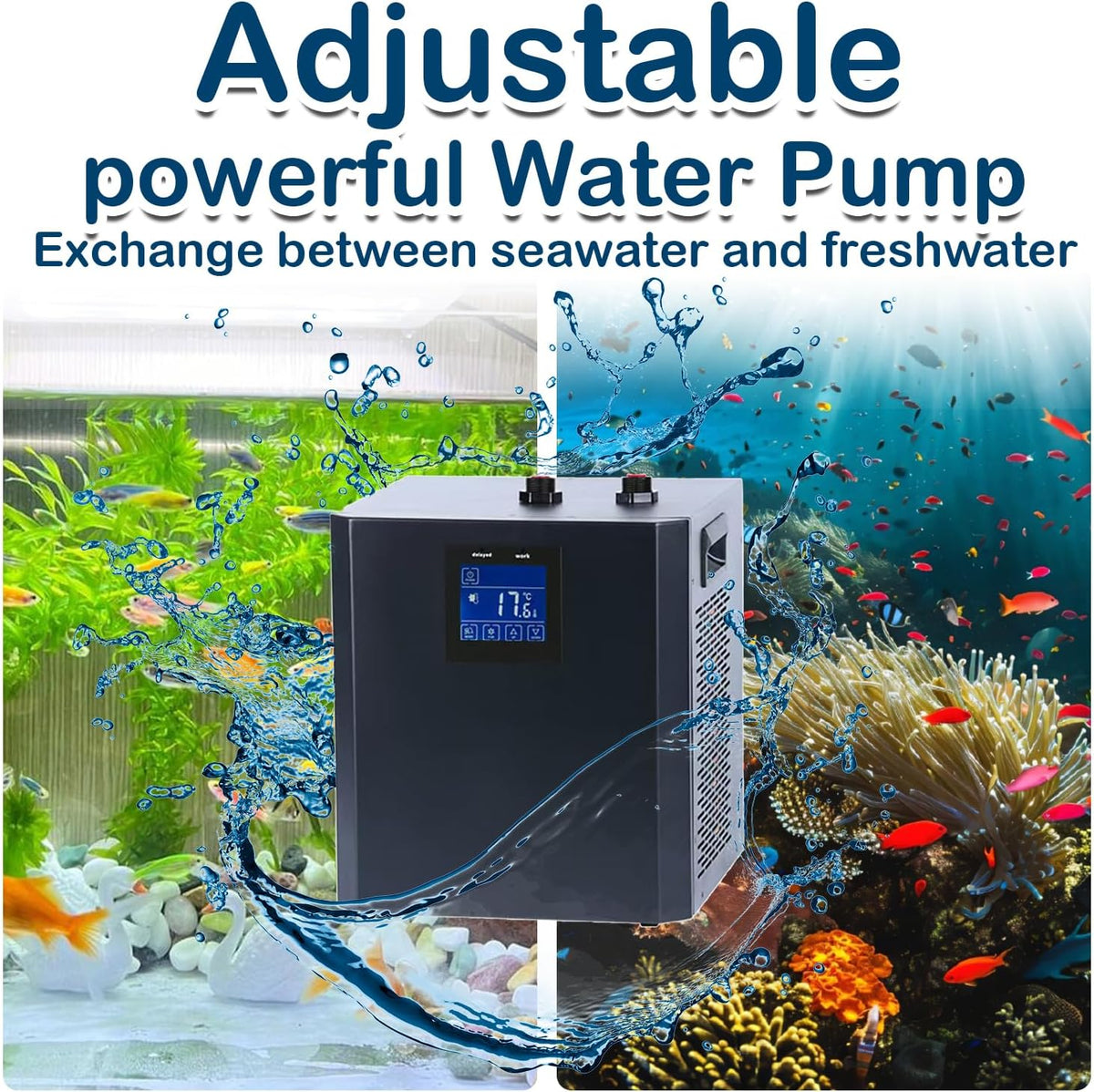 79 Gallon Aquarium Chiller, Fish Tank Chiller,1/3 HP Active Aqua Chiller for Axolotl, Aquarium Cooler with LED Display, Pipe, Water Pump, Remote Control