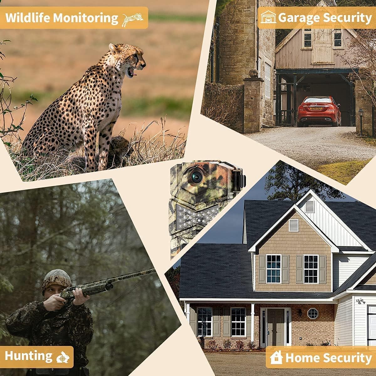 WOSODA 2 Pack Trail Cameras with Night Vision Motion Activated Waterproof,48MP Game Camera,1080P HD Trail Cam with SD Card for Wildlife Monitoring,Outdoor Scouting & Security(Non-WiFi)
