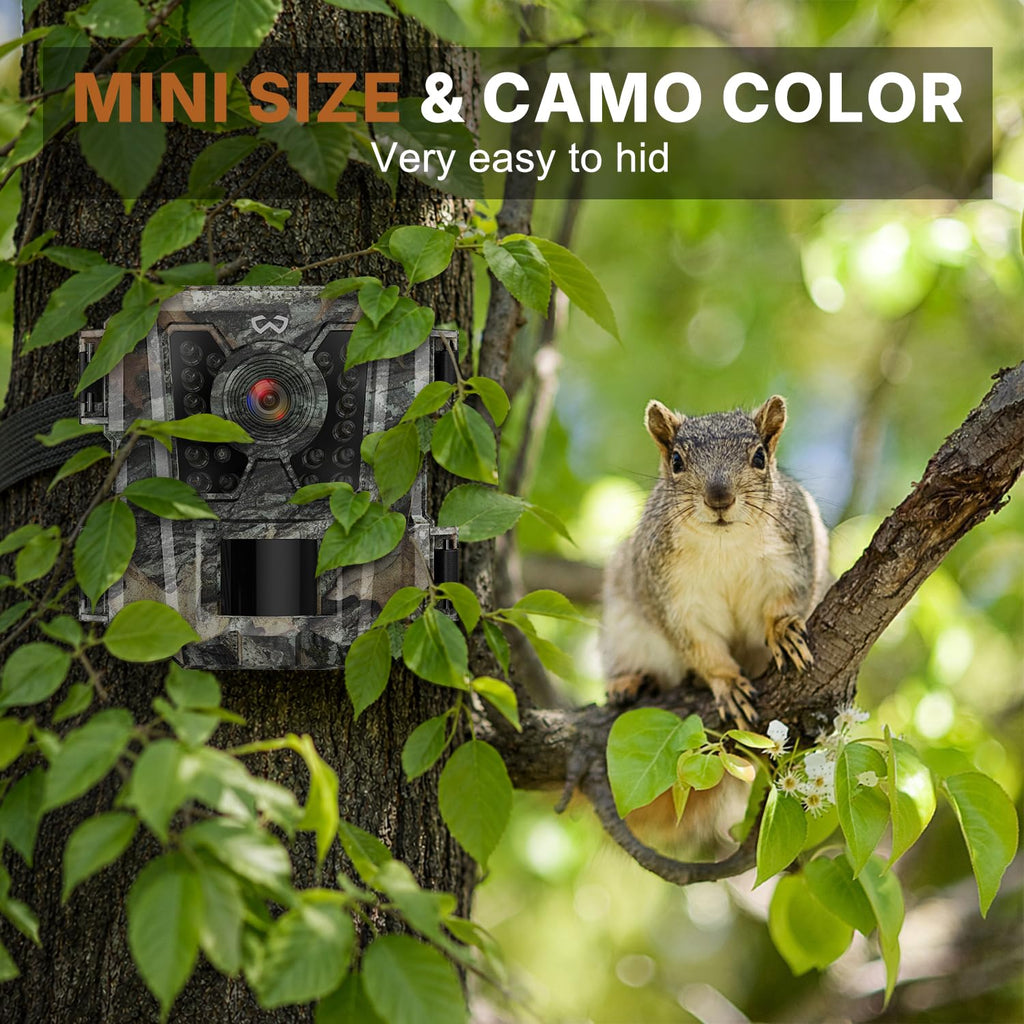 WOSODA Mini Trail Camera 4 Pack 30MP 1080P HD, Game Cam with SD Card, Waterproof Tiny Deer Camera Night Vision Motion Activated with Fast Trigger Time for Outdoor Wildlife Monitoring
