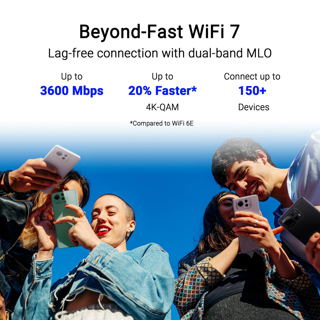 ASUS TUF Gaming BE6500 WiFi 7 Router - Dual-Band, Up to 6.5 Gbps Wireless, Game Accelerator, Multi-Link Operation (MLO), (x4) 2.5GbE Ports, Mesh + VPN Compatible, & Subscription-Free Network Security