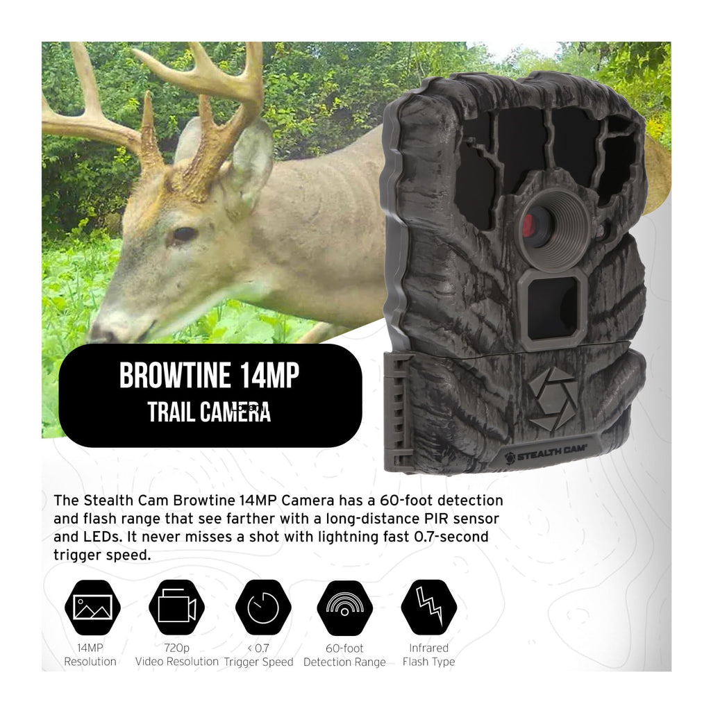 Stealth Cam Browtine 14MP Trail Camera Bundle