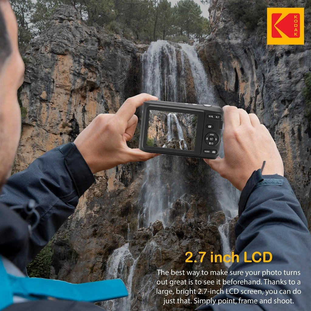 KODAK PIXPRO FZ45 16MP Digital Camera with 4X Optical Zoom 27mm Wide Angle and 2.7" LCD Screen Bundle with 32GB SD Memory Card, AA Batteries (4 Pack), Lens Cleaning Cloth (Red)
