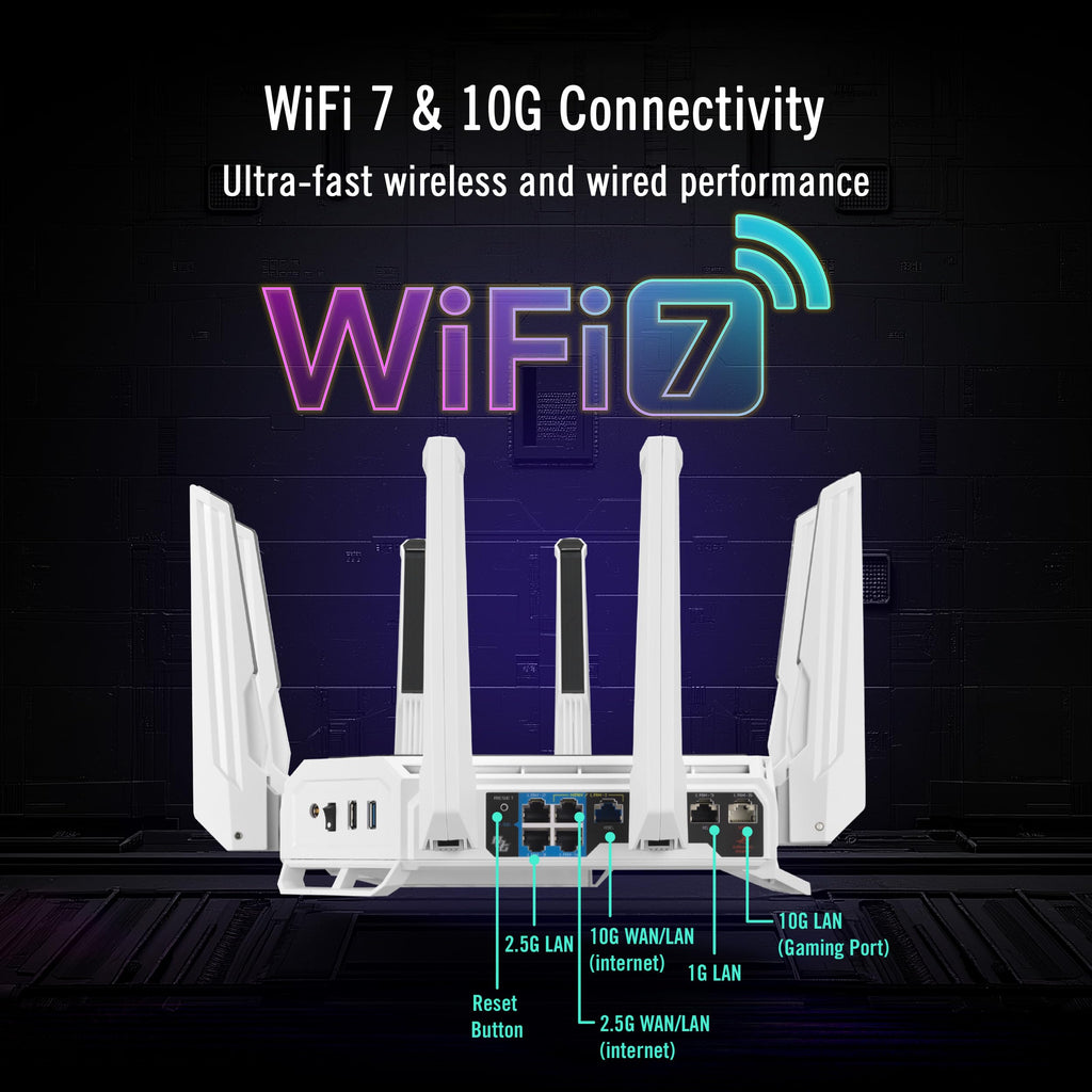 ASUS ROG Strix GS-BE12000 WiFi 7 Gaming Router - Tri-Band, 12Gbps, Mesh