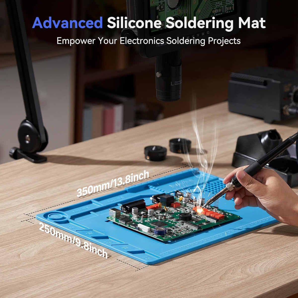 TOMLOV DM602 Flex 3 Lens HDMI Digital Soldering Microscope, Flexible Arm