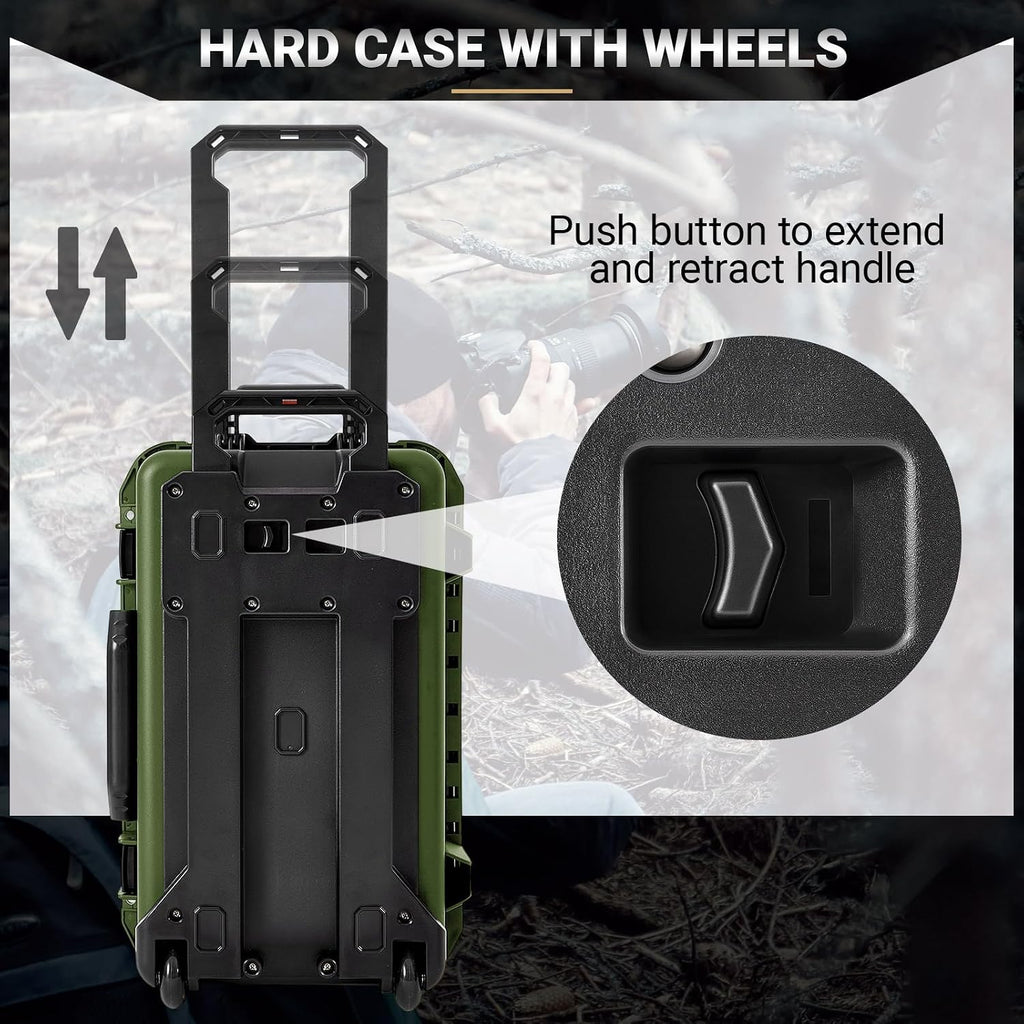 Relaxweex Rolling Camera Hard Case with 15 Padded Dividers & Wheels