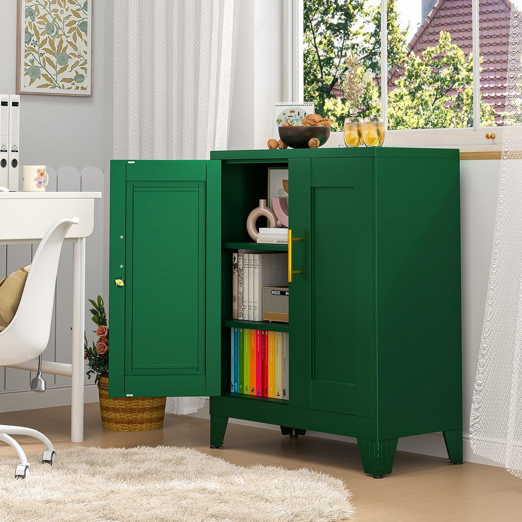 35" Lockable Rolling Metal Storage Cabinet, Steel Employee Storage Locker