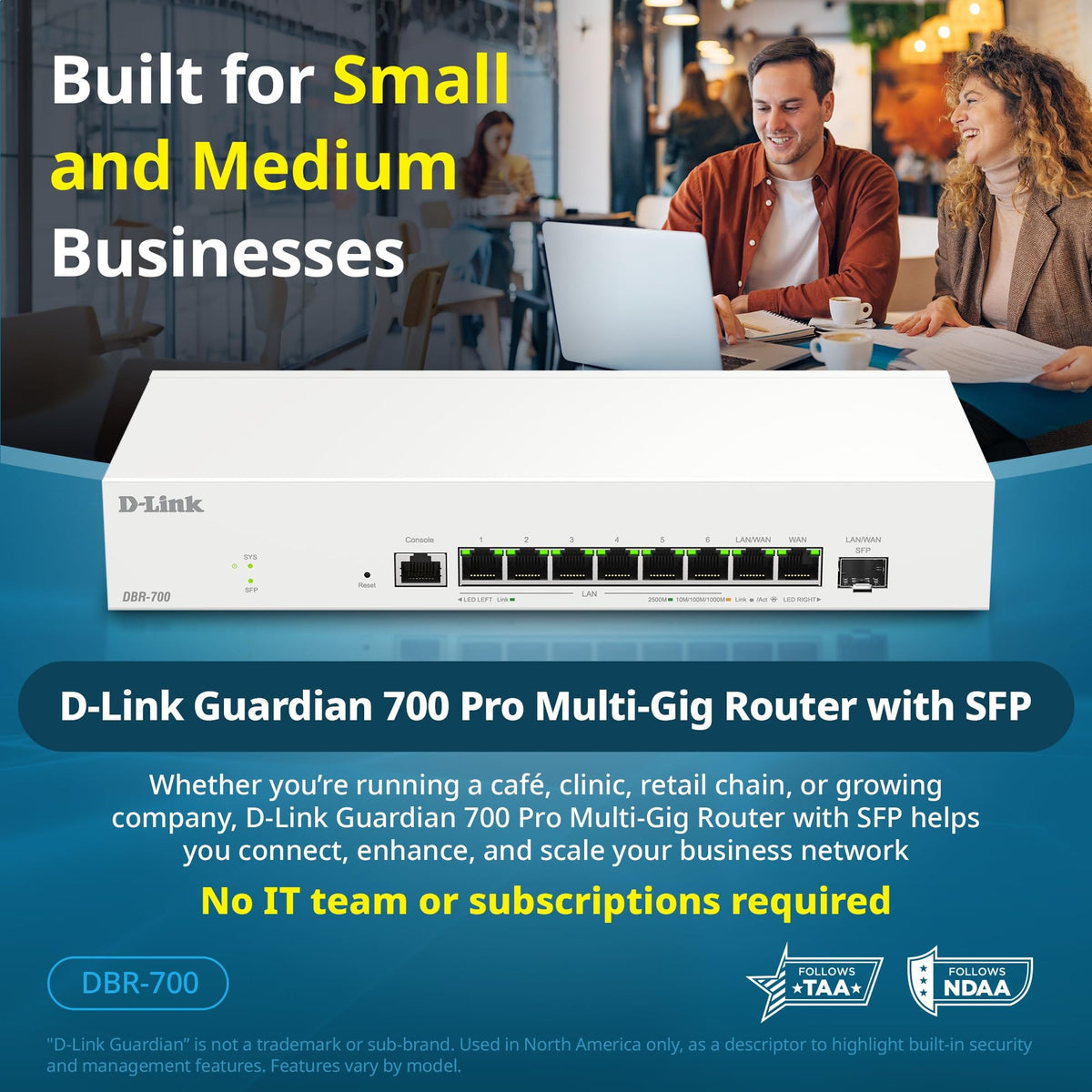 D-Link Guardian 600 PoE Multi-Gig Business Router (DBR-600-P), Premium Router with Multi-WAN Failover, SPI Firewall, 8X 2.5GbE PoE+ LAN, VPN