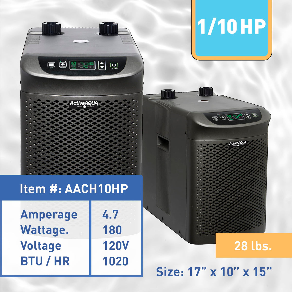 Active Aqua Water Chiller with Boost, 0.5 HP, 90-172 Gal, Cold Plunge