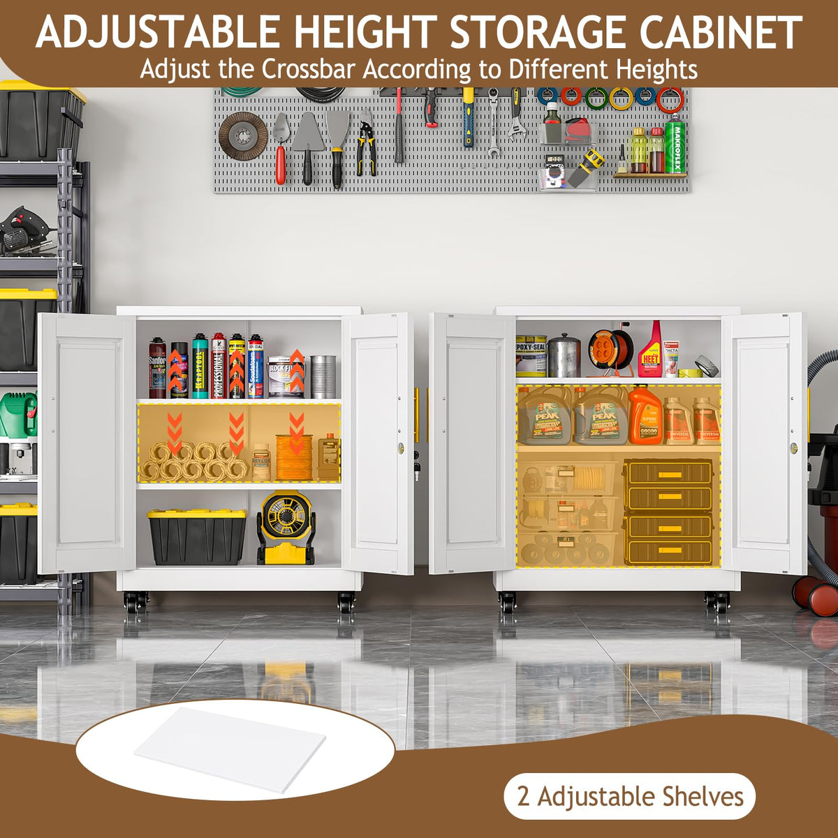 35" Lockable Rolling Metal Storage Cabinet, Steel Employee Storage Locker