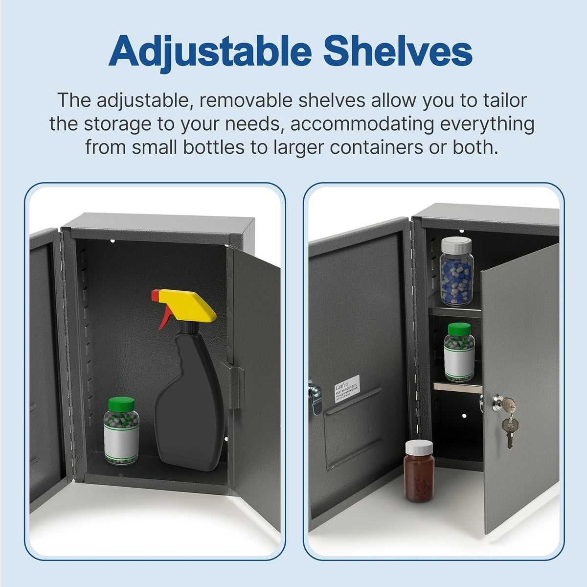 Graham-Field Locking Medicine Cabinet - Safe Narcotic, Drug & Medical Storage - Steel Double Doors & Locks