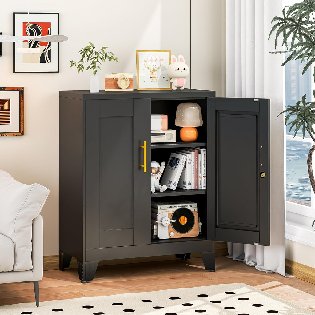 35" Lockable Rolling Metal Storage Cabinet, Steel Employee Storage Locker