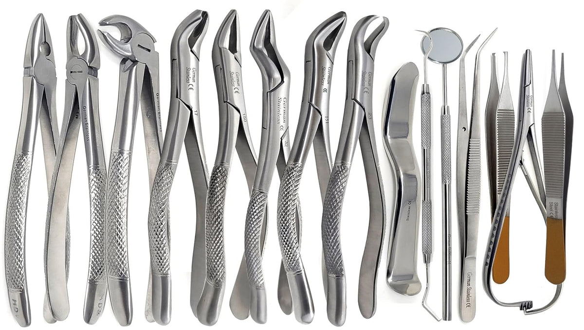 Premium Quality 77 Pcs Dental Oral Extraction Extracting Forceps Elevators Instruments Set Kit