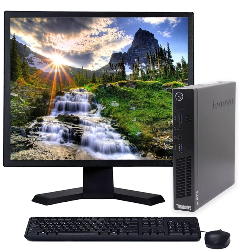 Lenovo Thinkcentre M73 Micro Desktop Computer Intel Core I5 2.9Ghz 8Gb Ram 1Tb Hdd Keyboard And Mouse Wi-Fi 19" Lcd Monitor Windows 10 Pc