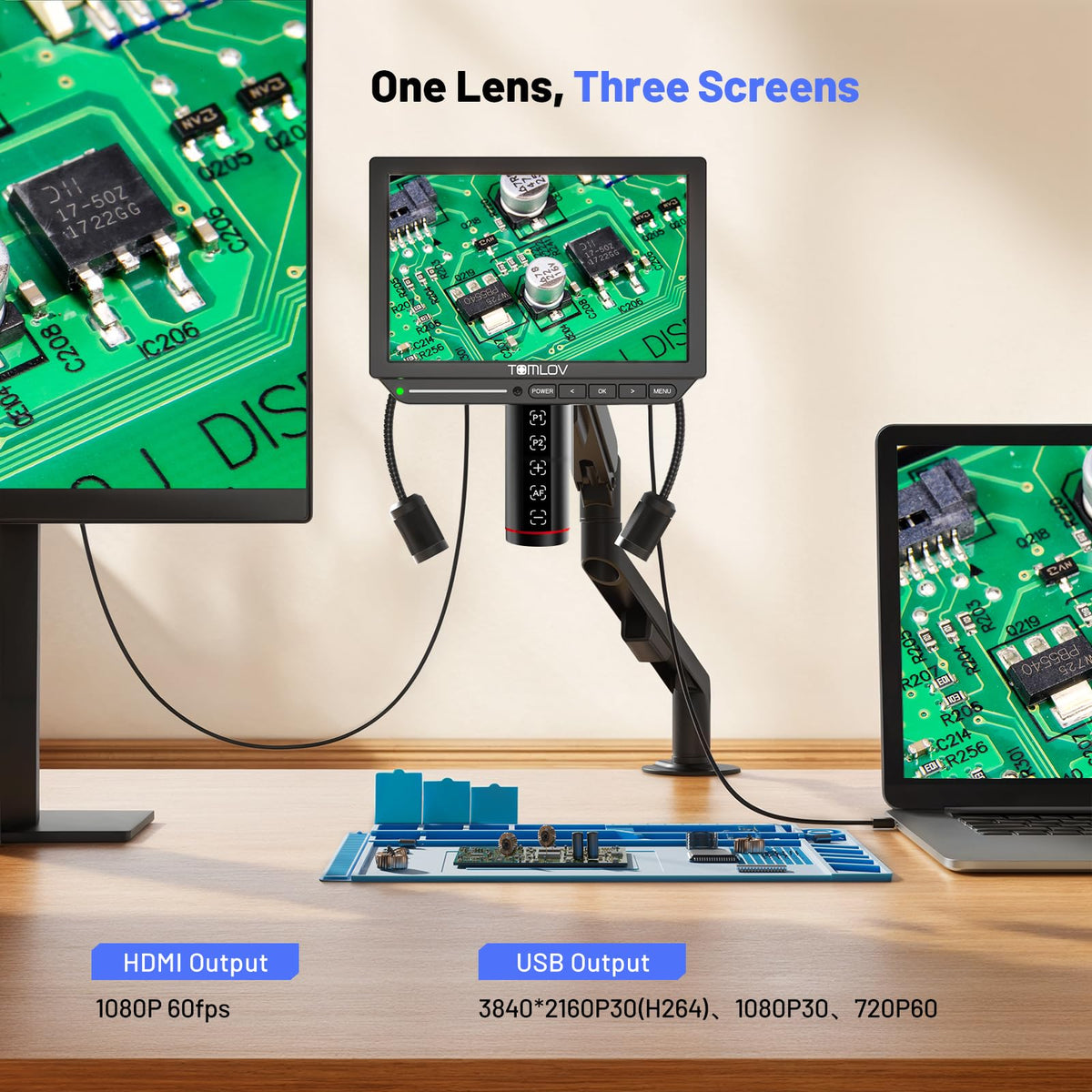 TOMLOV DM202 3K Digital Microscope, 10.1" HDMI Coin Soldering Magnifier