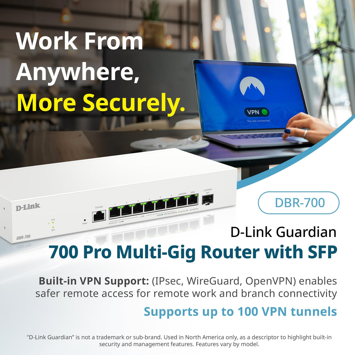D-Link Guardian 600 PoE Multi-Gig Business Router (DBR-600-P), Premium Router with Multi-WAN Failover, SPI Firewall, 8X 2.5GbE PoE+ LAN, VPN