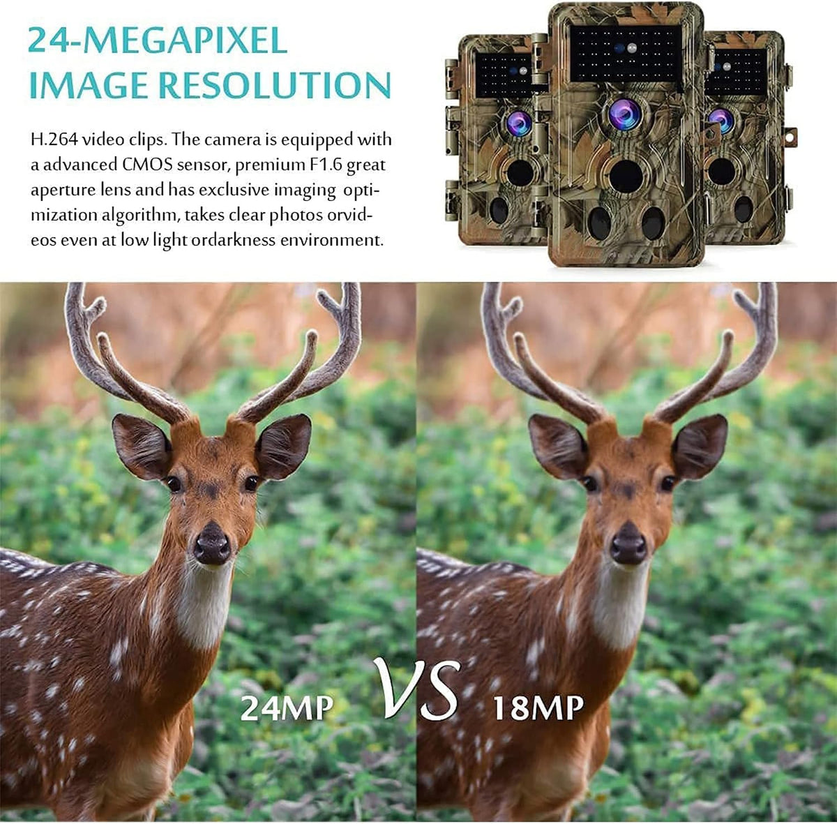 BLAZEVIDEO 2-Pack Trail Camera 64MP 1296P, 0.1s Trigger Game Cam with 940nm No Glow Night Vision, 120Â° Wide Angle 3 PIR Motion Activated, 90ft f/1.6 Starlight Lens IP66 Waterproof for Outdoor Wildlife
