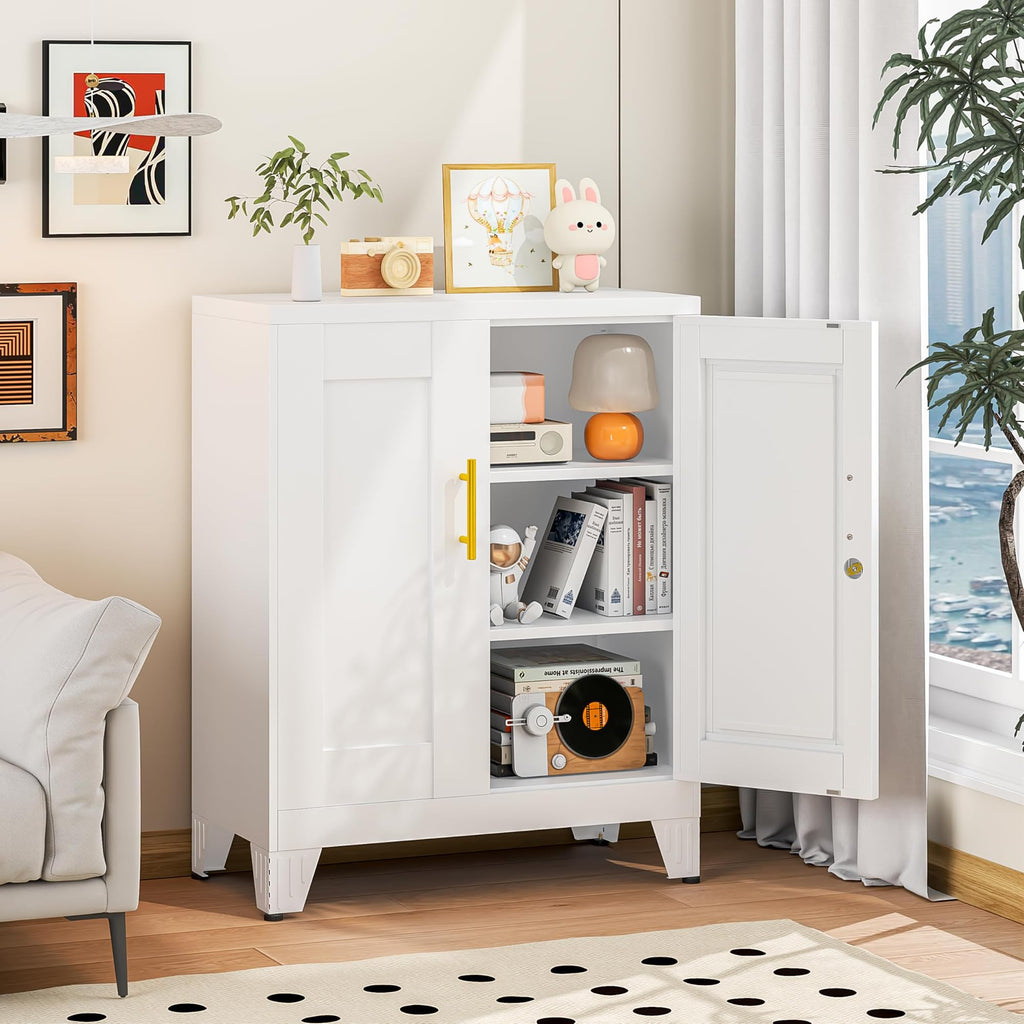 35" Lockable Rolling Metal Storage Cabinet, Steel Employee Storage Locker