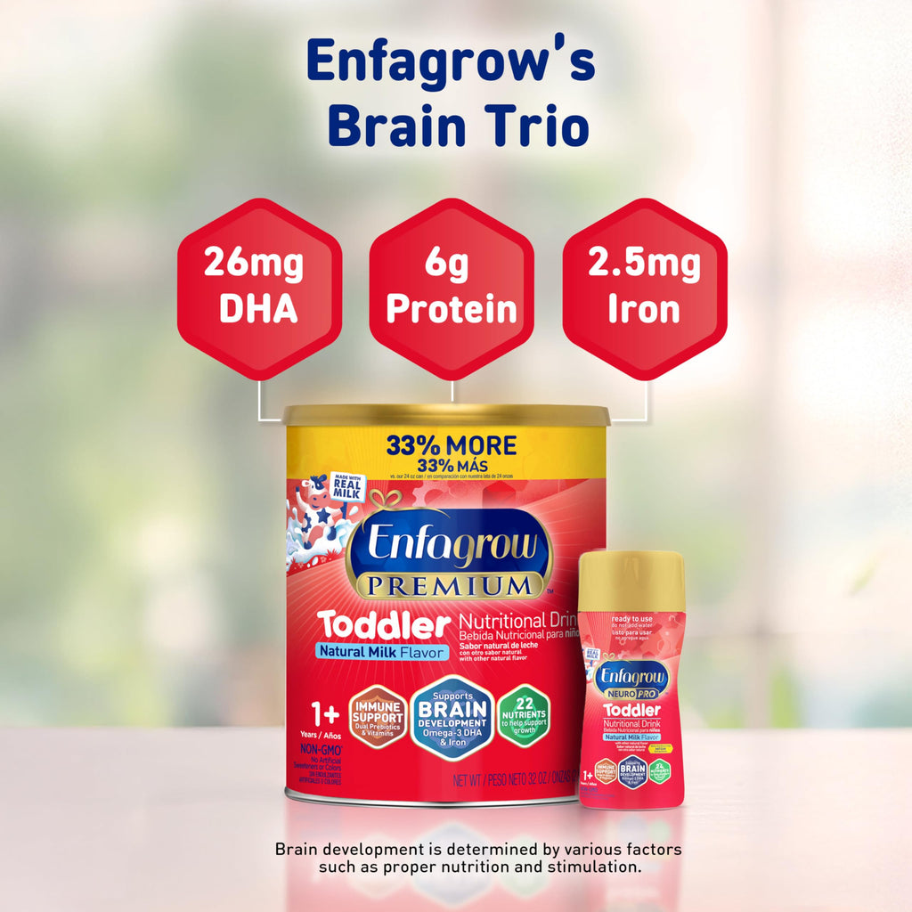 Enfagrow Premium Toddler Milk Nutritional Drink, Natural Milk, 24 Oz, 4 CT