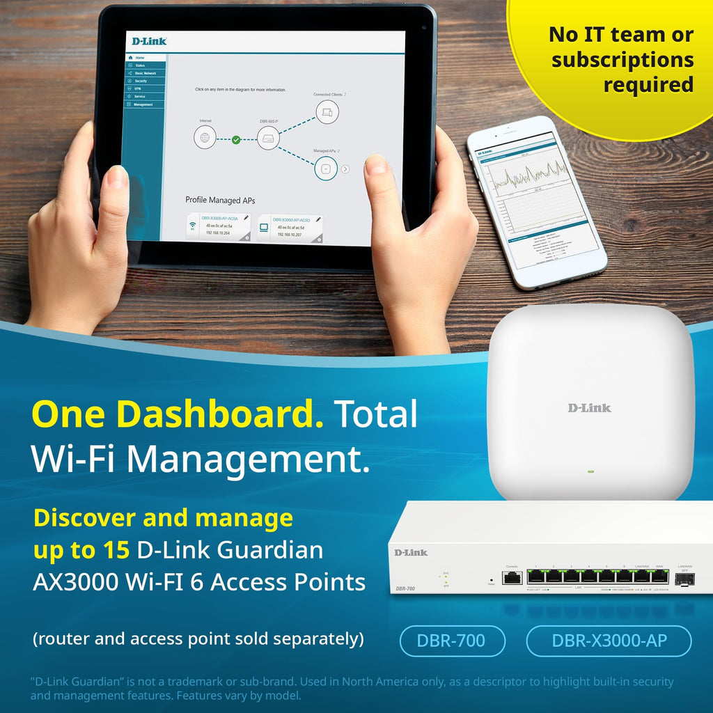 D-Link Guardian 600 PoE Multi-Gig Business Router (DBR-600-P), Premium Router with Multi-WAN Failover, SPI Firewall, 8X 2.5GbE PoE+ LAN, VPN