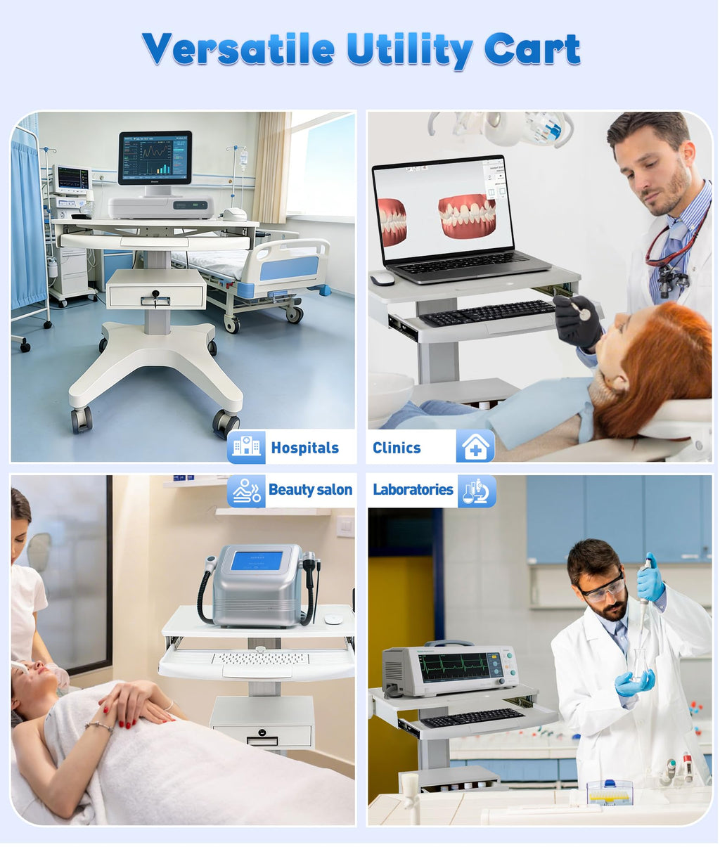Medical Medical Rolling Crash Cart with CPR Board, IV Pole, Oâ Holder, 5 Drawers & Dividers, Mobile Emergency Cart for Hospital Clinic, 24.4" W x 18.5" D x 36.2" H (with 5 Drawers)