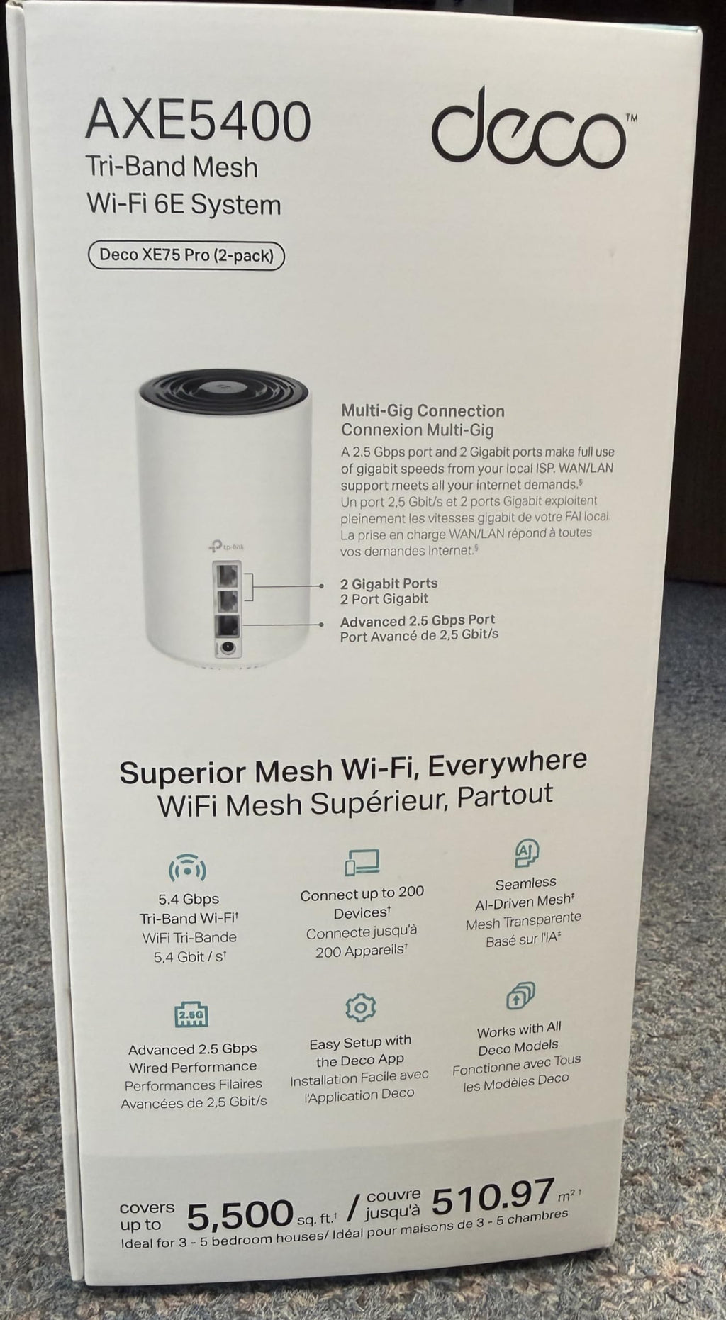 TP-Link Deco XE75 Pro AXE5400 Tri-Band WiFi 6E Whole Home Mesh Router