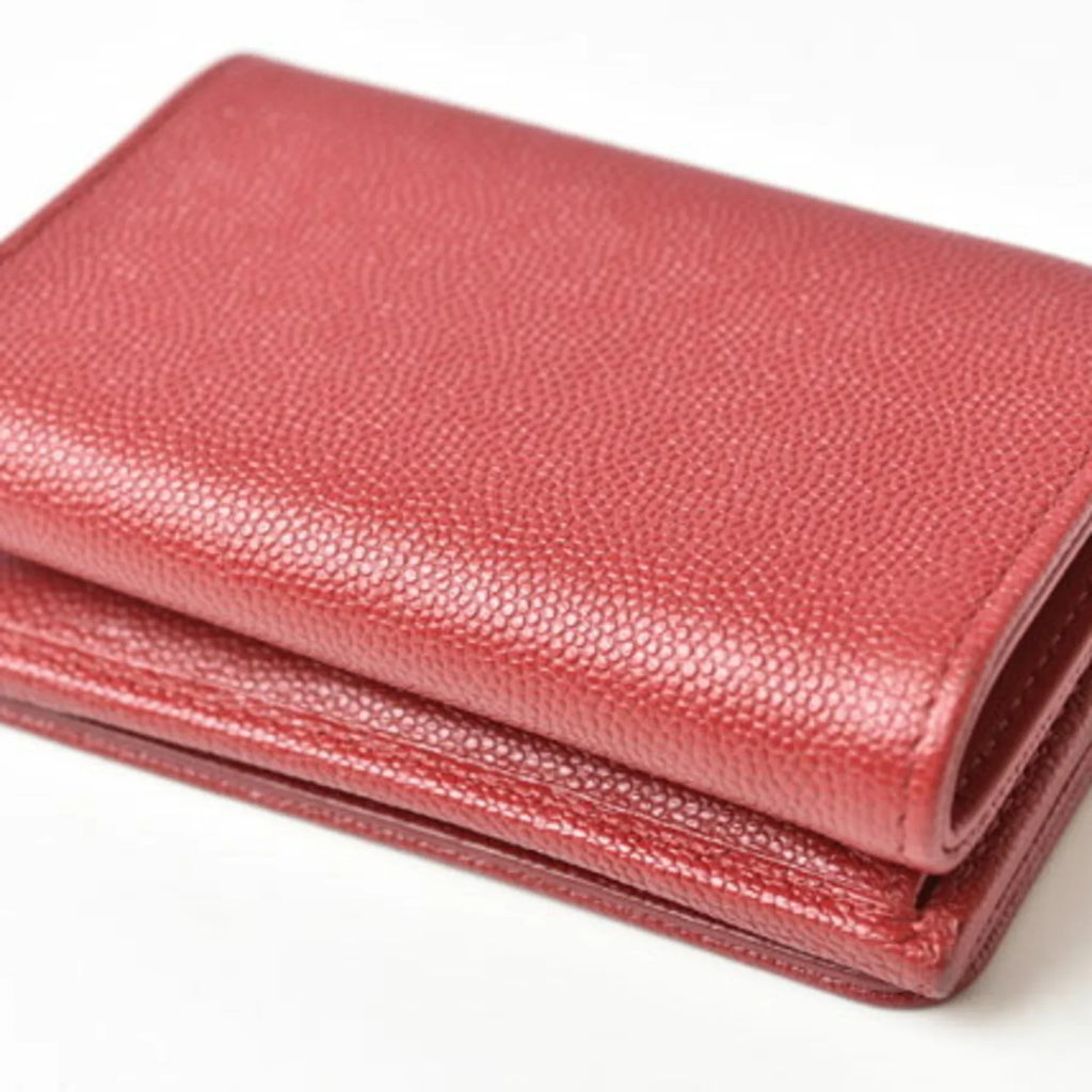 Pre-Loved Chanel Wallet Chanel Here Mark Caviar Skin Dark Red (Like New)