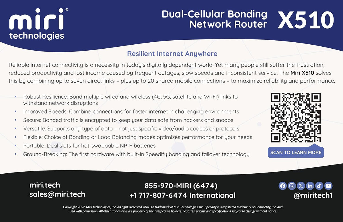 Miri X510 Dual Cellular Bonding Router w/90 Day Speedify License