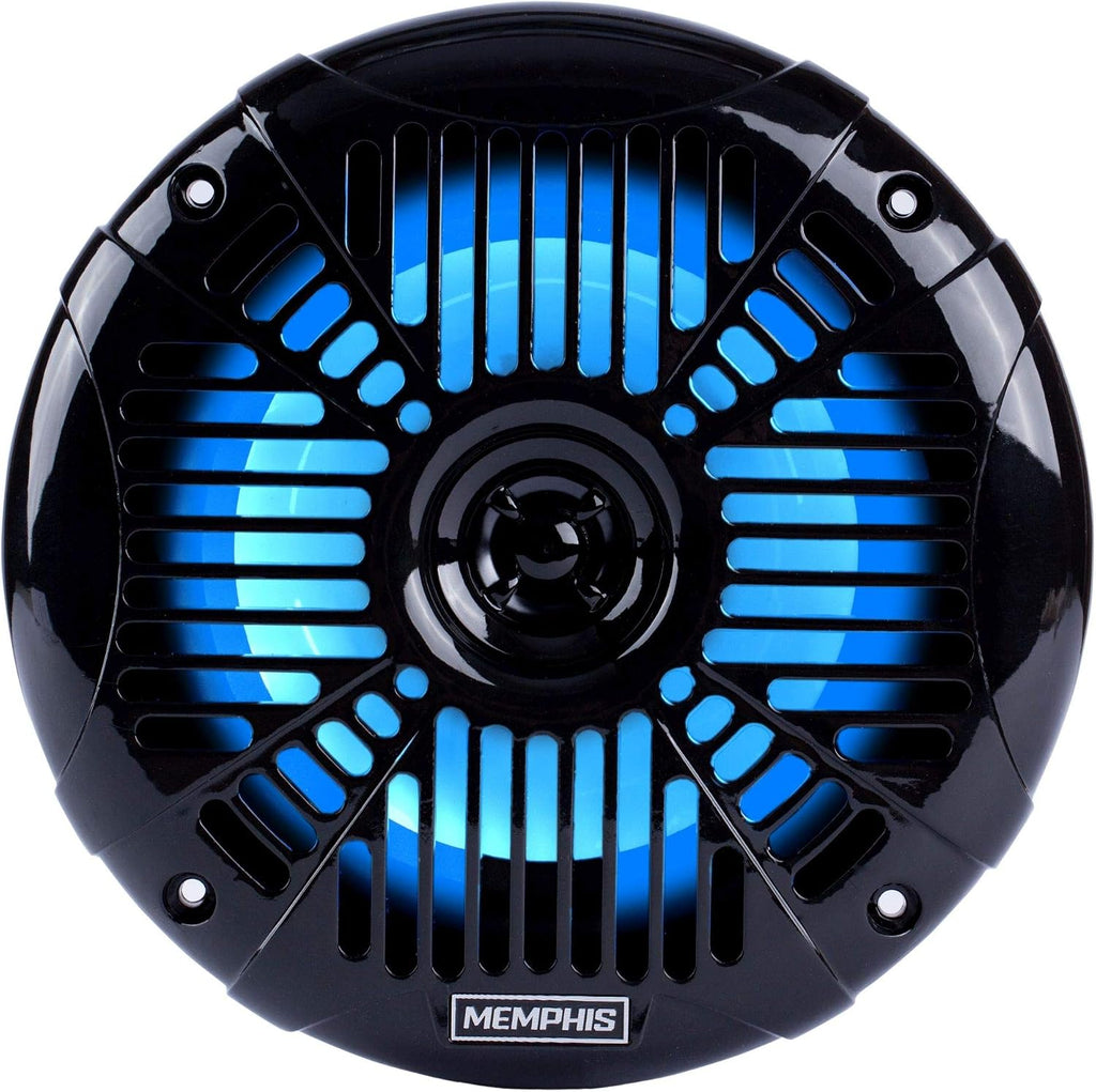 Memphis MXA602SLB MXA OEM Fit 6.5" Marine Grade Coaxial Speakers, Black with Blue LED - Pair