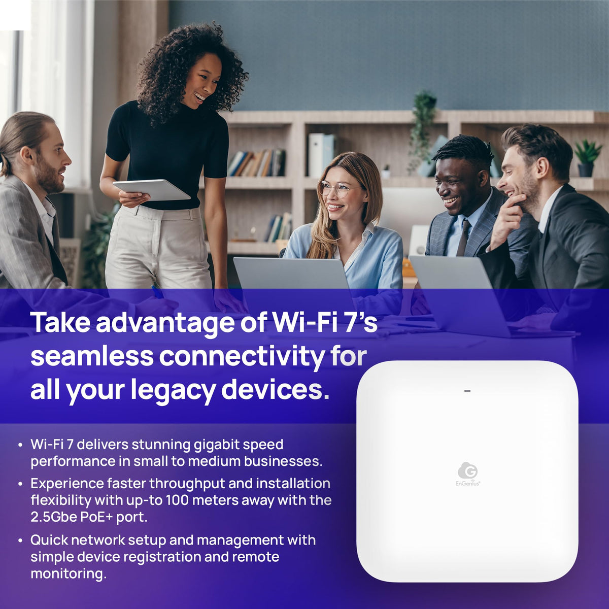 EnGenius Wireless AP 4X4 Wi-Fi 6 Dual Band AX3600 | 2.5Gbe PoE+ | Cloud & App & OnPrem Control Options | WPA3, MU-MIMO, Mesh & Seamless Roaming - EWS276-FIT