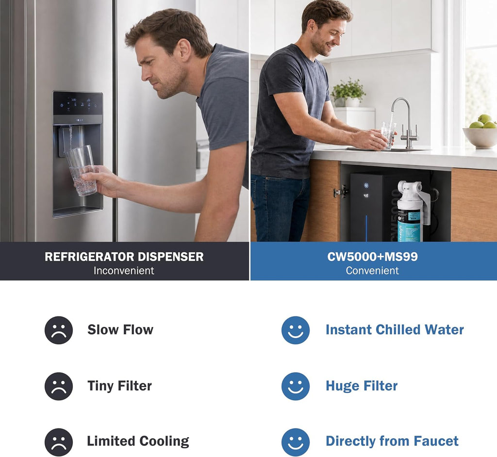 Frizzlife Under Sink Water Chiller Cooling System with Filter, CW5000+MS99