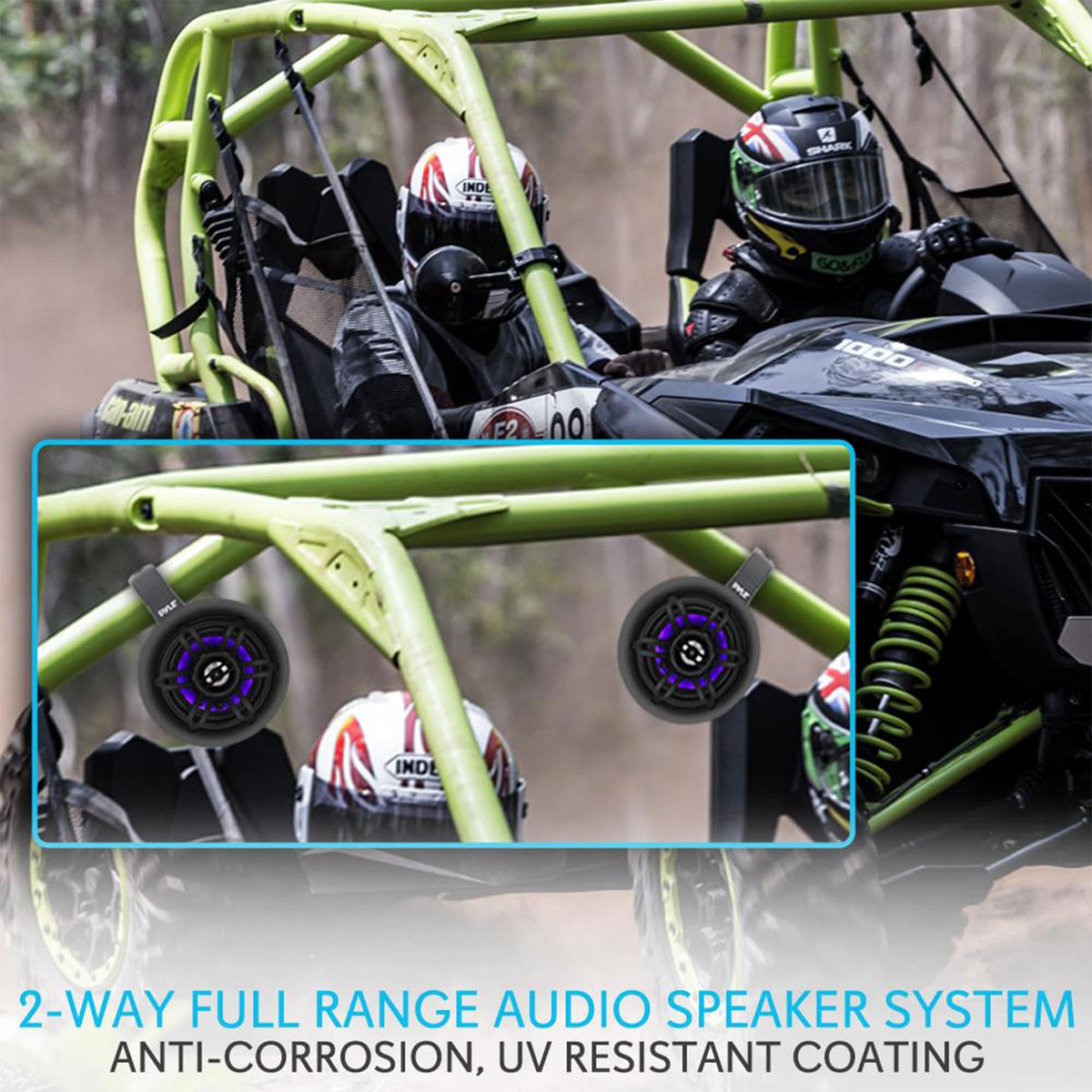 Pyle Waterproof Marine Wakeboard Tower Speakers - 4in Dual Subwoofer Speaker Set w/LED Lights & Bluetooth for Wireless Music Streaming - Boat Audio System w/Mounting Clamps PLMRLEWB47WB (White)