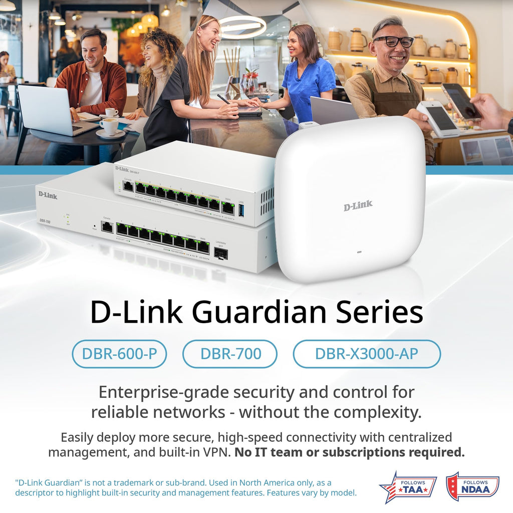 D-Link Guardian 600 PoE Multi-Gig Business Router (DBR-600-P), Premium Router with Multi-WAN Failover, SPI Firewall, 8X 2.5GbE PoE+ LAN, VPN