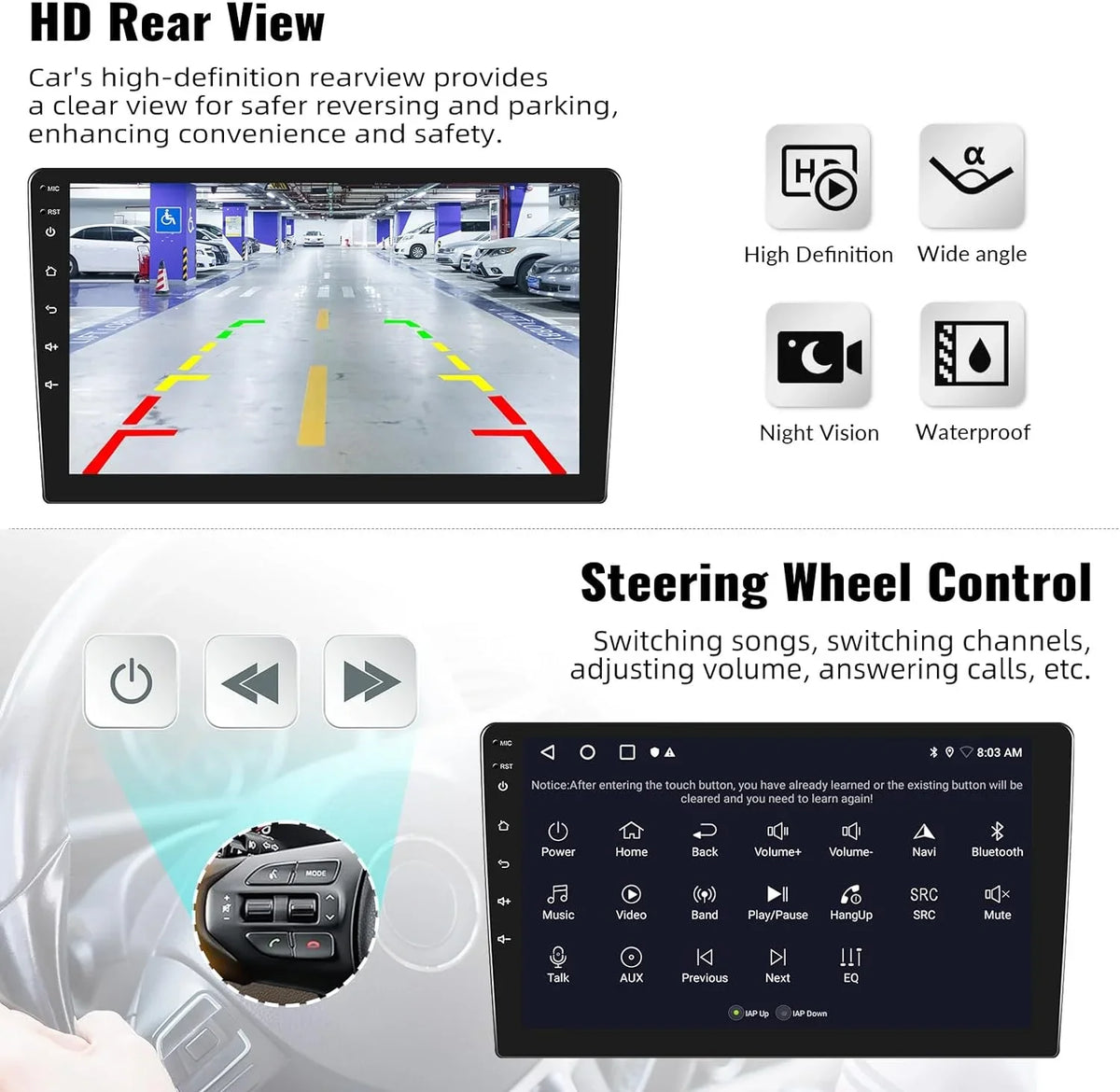 GPS Backup HD Car Support with 1080P Mirror Android Receiver Bluetooth 1+32G Stereo Theme with Change Player Camera inch USB Link 13 Navigation Carplay,10.1 Radio WiFi FM Touchscreen