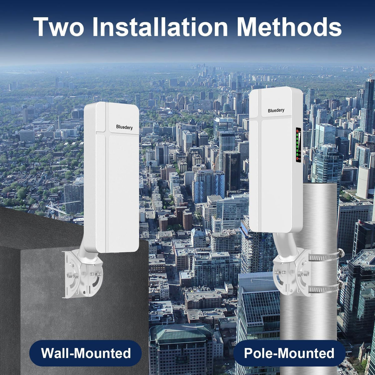 Wireless Bridge for Starlink, 5.8GHz Point to Point Outdoor CPE, Up to 3KM Long Range WiFi Bridge with 18dBi High-Gain Antenna, PoE, RJ45 Ports, Building-to-Building Network Extension, 2 Pack
