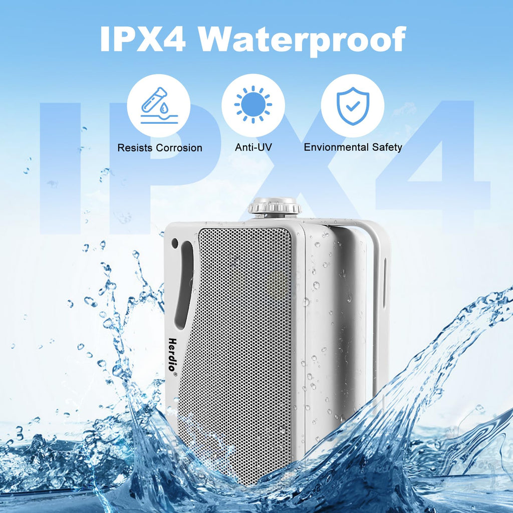 Herdio 3.5 Inch Passive Outdoor Speakers Wired Waterproof Wall Mount Speakers with 400W Superior Sound, All-Weather Durability, for Home Patio Garden Marine Boat Garage Indoor,4-Pack Balck