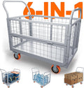YITAMOTOR 2000lbs Platform Truck Cart w/Cage, 6-in-1 Foldable Flatbed Cart