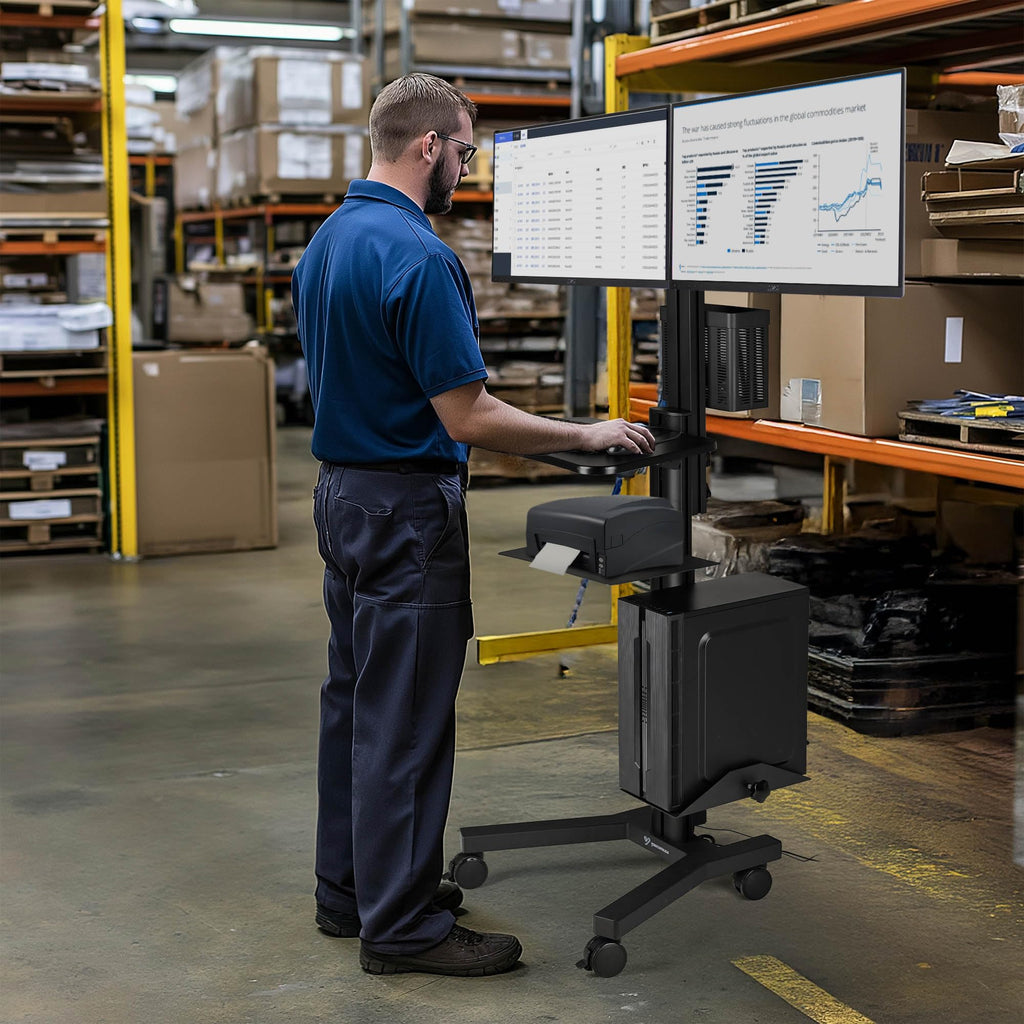 AW NexusX Commander Mobile Computer Cart Medical Rolling PC Stand Desk
