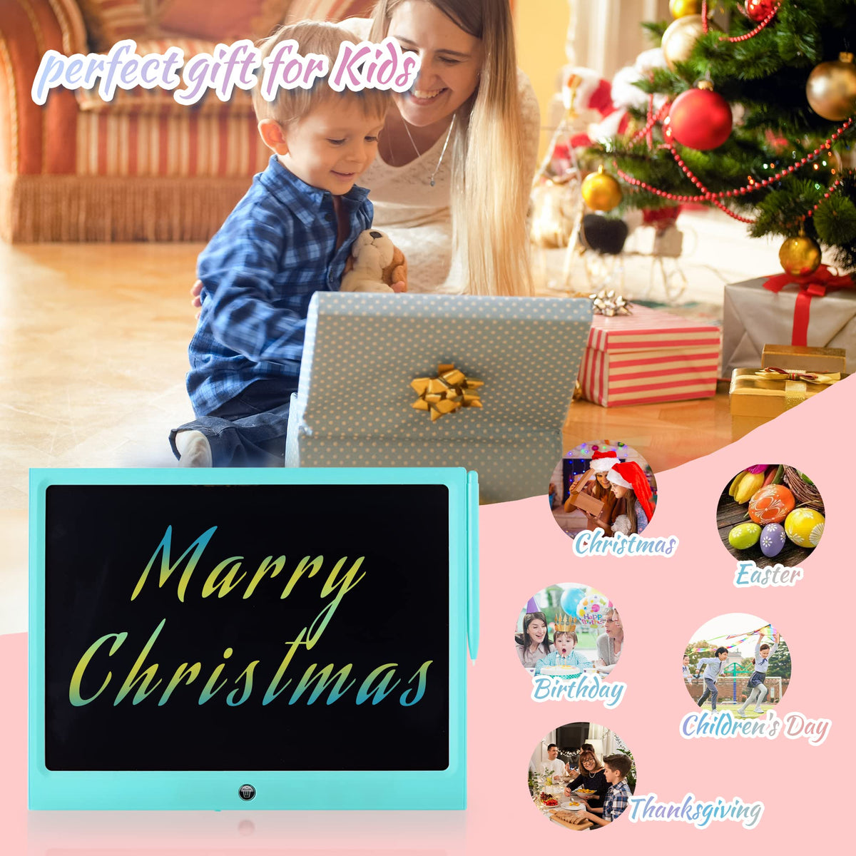 LCD Writing Tablet for Kids, 10 Inch Colorful Drawing Board Learning Toys