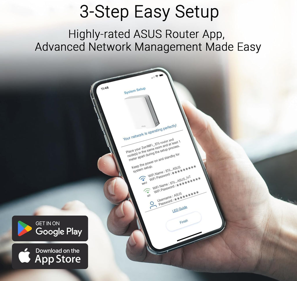 ASUS ZenWiFi BT6 WiFi 7 Mesh Router - Tri-Band, 3k sq. ft. x2 WAN (1 PK)