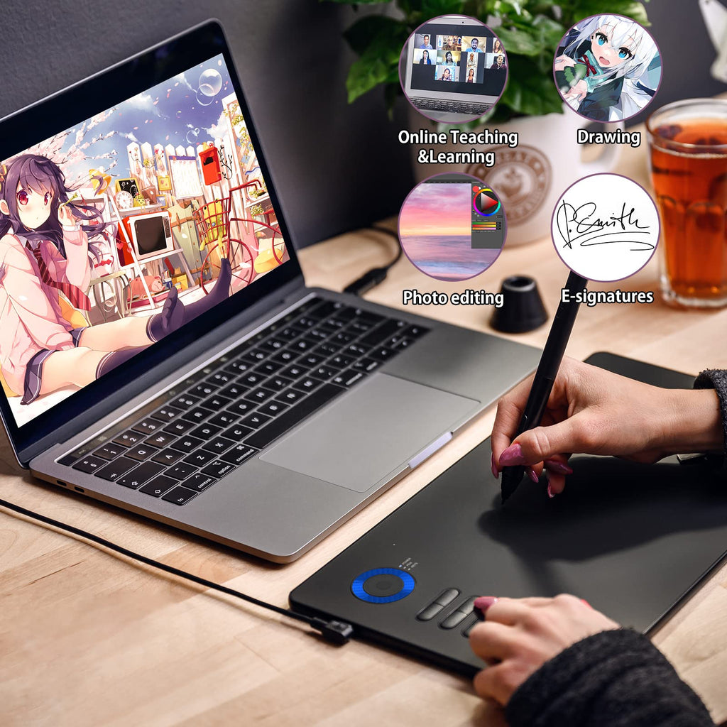 Digital Drawing Tablet VEIKK A15Pro Graphics Pen Tablet 10 x 6 Inch Graphics Tablet with 12 Shortcut Keys and 1 Quick Dial,Supports Tilt Function,for MAC/Win/Linux/Android OS (RED)