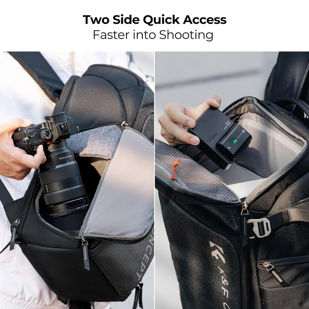 K&F CONCEPT Camera Backpack, 22L Expandable Camera Bag with Rain Cover
